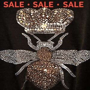 Source Unknown Black Tee with Metallic Gold & Silver Bee Graphic